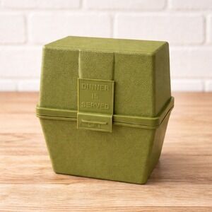 Vintage 1972 Marjon Promotions Sohio Dinner Is Served Recipe Box Green 118 Cards